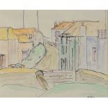 Basil Rakocz - AN IRISH VILLAGE - Pen & Ink Drawing with Watercolour Wash - 8 x 9 inches - Signed