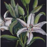 Pamela Nutter - STILL LIFE, LILLIES - Pastel on Paper - 14 x 14 inches - Signed