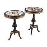 PAIR OF REPRODUCTION MARBLE TOP LAMP TABLES