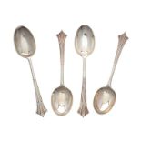 FOUR SILVER DESSERT SPOONS