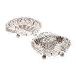 PAIR OF PIERCED SILVER SHELL DISHES