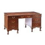 ANTIQUE FIVE FOOT DOUBLE PEDESTAL DESK