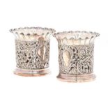 PAIR OF SILVER FERN POTS