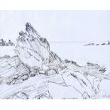 Maurice Canning Wilks, ARHA RUA - ROCKY FORESHORE - Pen & Ink Drawing - 6 x 8 inches - Signed