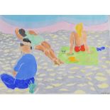 Tom Krojer - AT THE BEACH - Watercolour Drawing - 18 x 24 inches - Signed