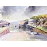 Tom McGoldrick - BALLINTOY HARBOUR, COUNTY ANTRIM - Watercolour Drawing - 15 x 20 inches - Signed