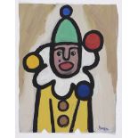 Markey Robinson - JUGGLING CLOWN - Gouache on Board - 10 x 8 inches - Signed