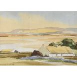 Maurice Canning Wilks, ARHA RUA - THATCHED COTTAGES, COUNTY DONEGAL - Watercolour Drawing - 5 x 7