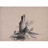 J. Dunn - THE OLD TOWER - Pencil on Paper - 10 x 14 inches - Signed