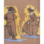 Eugene Riboulet, RUA - WOMEN - Pastel on Paper - 9 x 7 inches - Unsigned