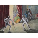 Coralie de Burgh Kinahan - THE DUEL - Watercolour Drawing - 11 x 15 inches - Unsigned