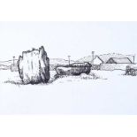 Maurice Canning Wilks, ARHA RUA - THE OLD STONES - Pen & Ink Drawing - 7 x 10 inches - Unsigned