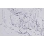 Tom Carr, HRHA RUA RWS - TREE ON THE HILLSIDE - Pen & Ink Drawing - 4.5 x 7 inches - Unsigned