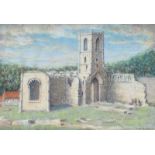 Tom Johnston - ABBEY RUINS - Pastel on Paper - 12 x 17 inches - Signed