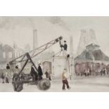 Tom Carr, HRHA RUA RWS - THE RAILWAY WORKERS - Watercolour Drawing - 8 x 11 inches - Unsigned