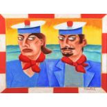 Graham Knuttel - TWO SAILORS - Pastel on Paper - 22 x 30 inches - Signed