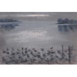 James Manley, RUA - CURLEWS, STRANGFORD LOUGH - Pastel on Paper - 6 x 8 inches - Signed