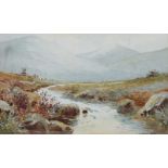 Ernest Hanford - A MOUNTAIN STREAM - Watercolour Drawing - 6 x 10 inches - Signed