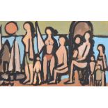 Markey Robinson - BATHERS - Gouache on Board - 12 x 20 inches - Signed