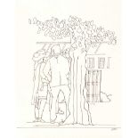 James Robinson - THE GATHERING - Pen & Ink Drawing - 11 x 9 inches - Signed