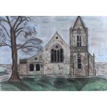 Alan Quigley - STUDY OF A CHURCH - Pastel on Paper - 32 x 46 inches - Signed