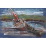 Philomena Taylor - WRECK ON SCARNISH - Pastel on Paper - 13 x 20 inches - Signed