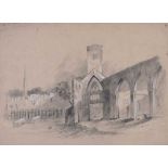 J. Dunn - SLIGO ABBEY - Pencil on Paper - 10 x 14 inches - Unsigned