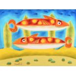 Graham Knuttel - TWO FISH - Pastel on Paper - 22 x 30 inches - Signed
