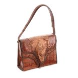 VINTAGE TAN LIZARD LEATHER HANDBAG