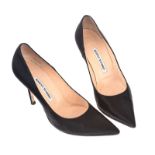 MANOLO BLAHNIK BLACK SATIN PUMPS