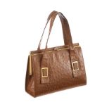 VINTAGE TAN OSTRICH LEATHER HANDBAG