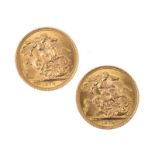 TWO GOLD SOVEREIGN COINS