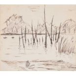 Gerard Dillon - REEDS - Pen & Ink Drawing - 9 x 9.5 inches - Signed in Monogram