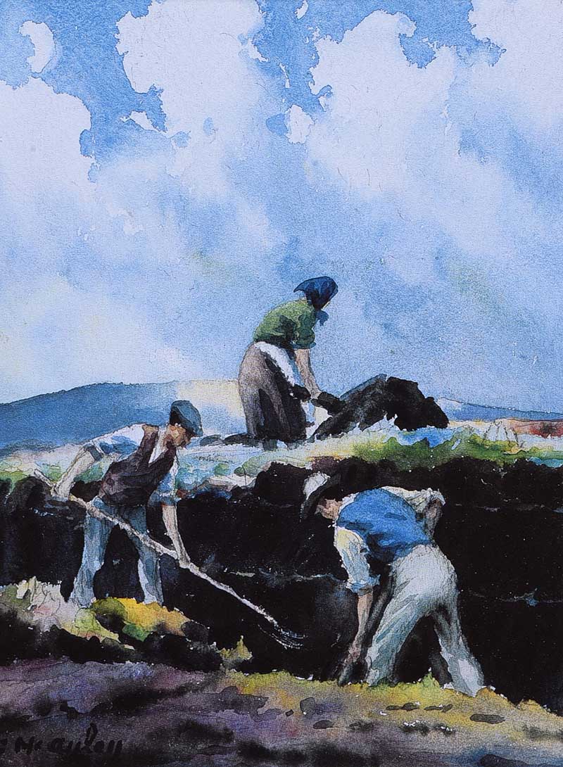 Charles McAuley - CUTTING THE TURF - Coloured Print - 8 x 6 inches - Unsigned