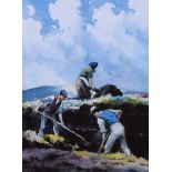 Charles McAuley - CUTTING THE TURF - Coloured Print - 8 x 6 inches - Unsigned