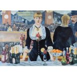 After Edouard Manet - A BAR AT FOLIES BERGERE - Oil on Canvas - 38 x 52 inches - Unsigned