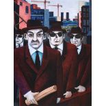 Graham Knuttel - MEN IN SUITS - Coloured Print - 8 x 6 inches - Signed Verso