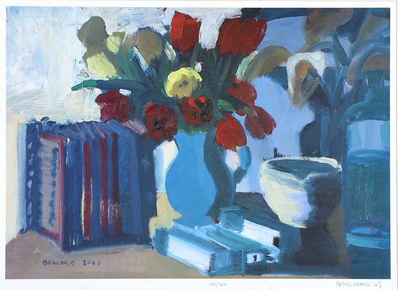 Brian Ballard, RUA - STILL LIFE, VASE OF FLOWERS - Limited Edition Coloured Print (122/300) - 13.5 x