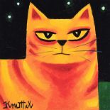 Graham Knuttel - ORANGE CAT - Coloured Print - 12 x 12 inches - Unsigned