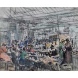 William Conor, RHA RUA - WORKING IN THE MILL - Wax Crayon on Paper - 12 x 15 inches - Signed