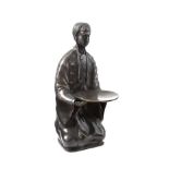 Eastern School - CHINESE SERVING GIRL - Cast Bronze Sculpture - 9 x 3 inches - Unsigned