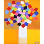 Kenneth Webb, RUA - CUBIST STILL LIFE, VASE OF FLOWERS - Oil on Canvas - 12 x 10 inches - Signed