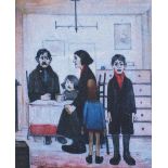 Lawrence Stephen Lowry - THE FAMILY - Colour Print on Linen - 10 x 8 inches - Unsigned