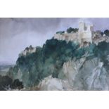 Sir William Russell Flint, RA - CASTLE IN THE MOUNTAINS - Coloured Print - 4.5 x 6.5 inches -