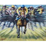 Leo Casement - FULL SPEED AHEAD - Oil on Board - 15 x 19 inches - Signed