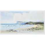 Robert Cresswell Boak, ARCA - FAIRHEAD FROM THE STRAND, BALLYCASTLE - Coloured Etching - 5 x 10