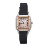 CARTIER 'PANTHERE' STAINLESS STEEL AND 18CT GOLD LADY'S WRIST WATCH