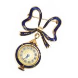 18CT GOLD ENAMEL BROOCH/FOB WATCH