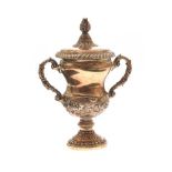 SILVER GILT MINATURE URN WITH TWO HANDLES