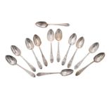 SET OF TWELVE SILVER DESSERT SPOONS